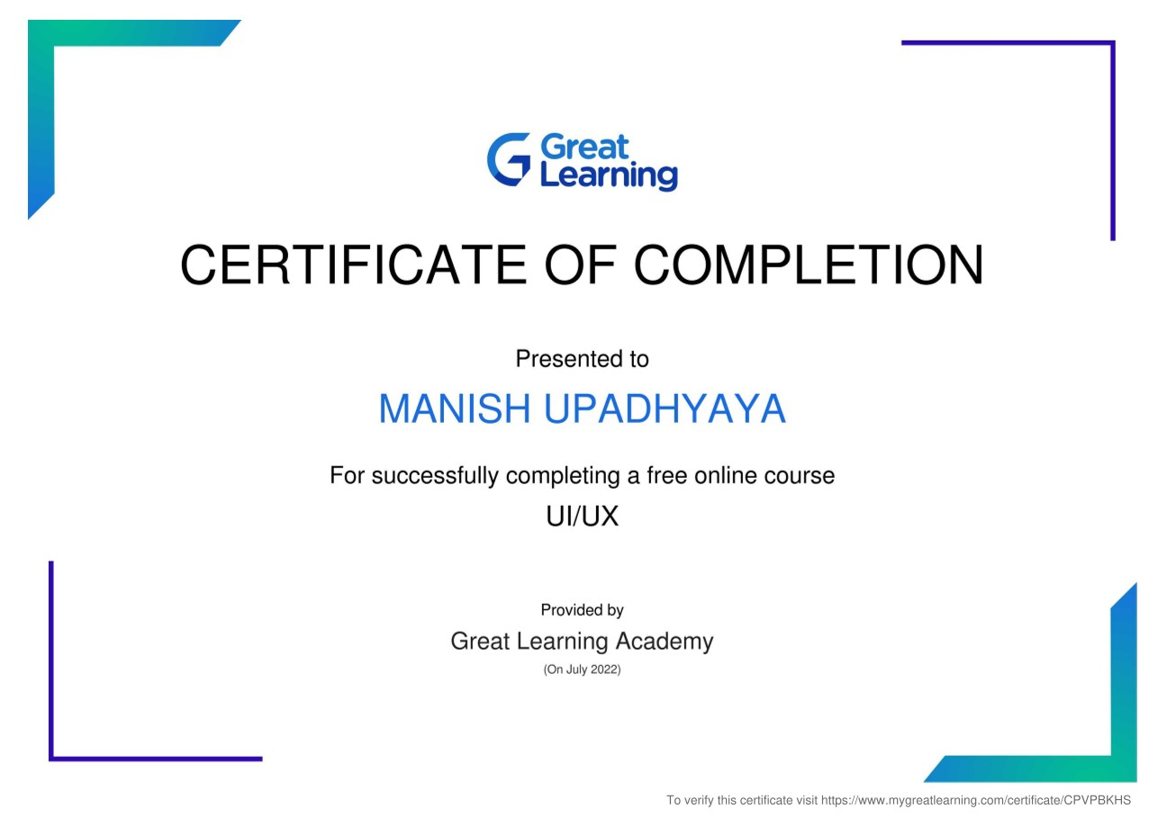 Great Learning UI UX certificate