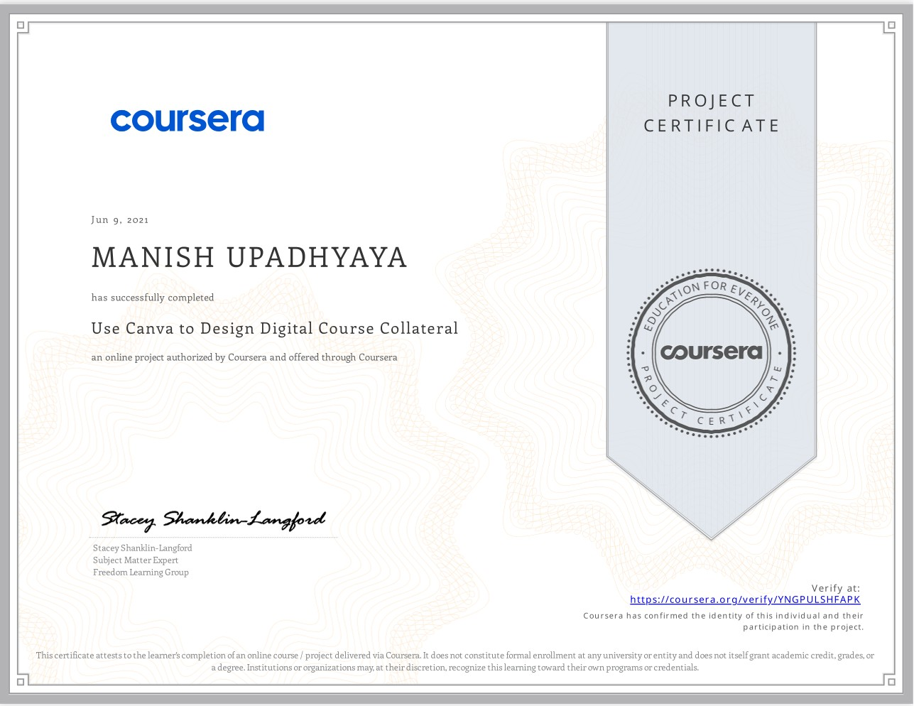 Coursera Canva certificate